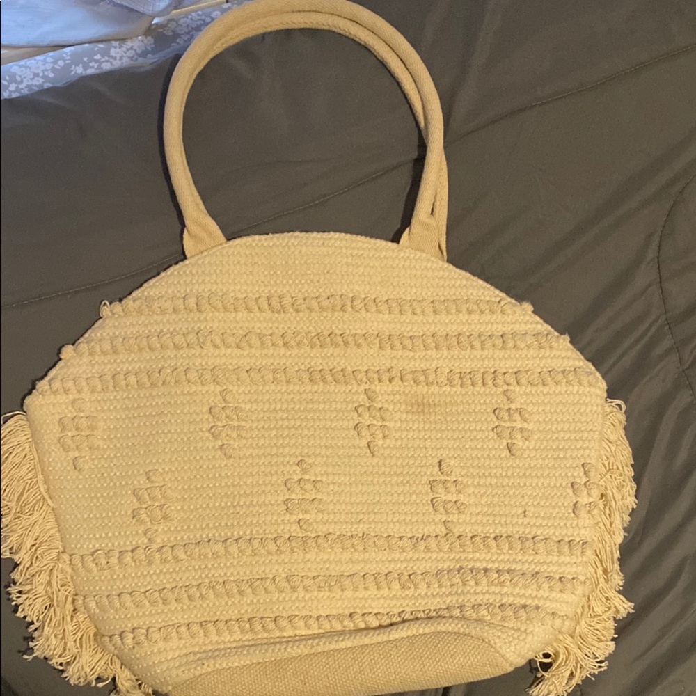Elegant Cream Woven Tote Bag